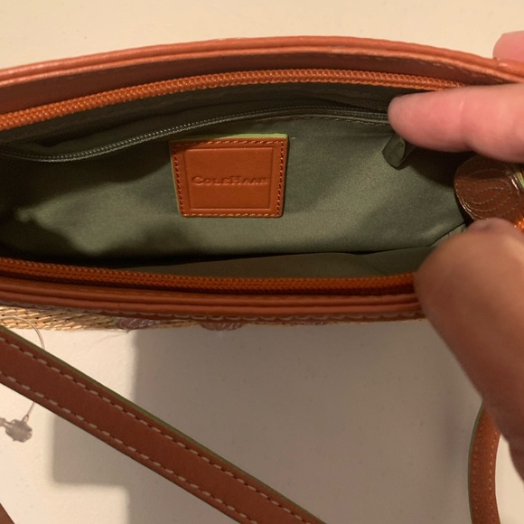 Cole Haan Tan and Brown Woven Bag with Floral Design - Picture 3 of 4